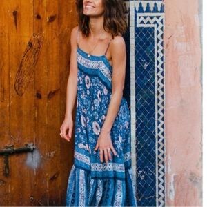 Spell Zahara Blue Midi Dress Size Medium